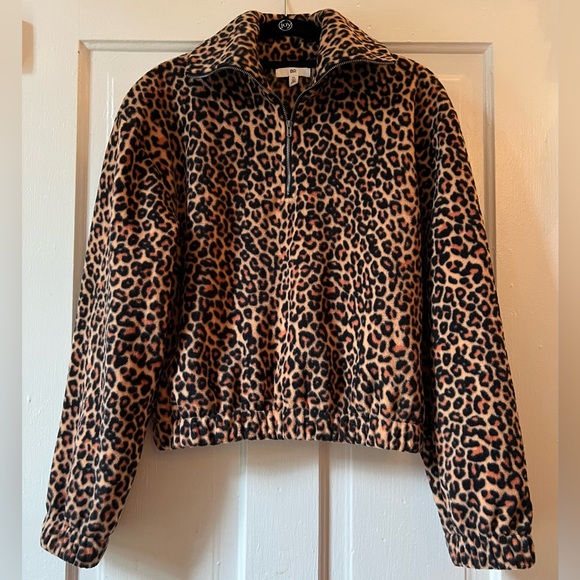 BP Quarterzip Leopard Animal Print Fleece Pullover Size XS NWOT - Picture 1 of 4